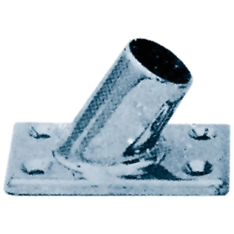 Niro Flaggenstockhalter Deckmontage 45°, Runde Basis