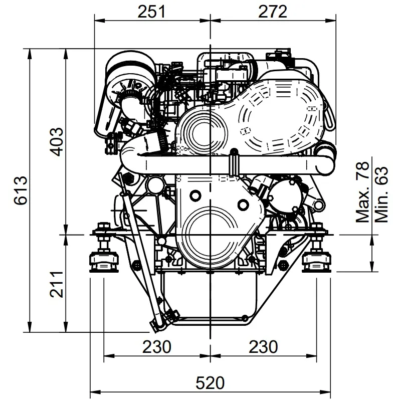 Solé Schiffsdiesel Mini 33/Sd mit Technodrive Seaprop Saildrive, R=2.15:1