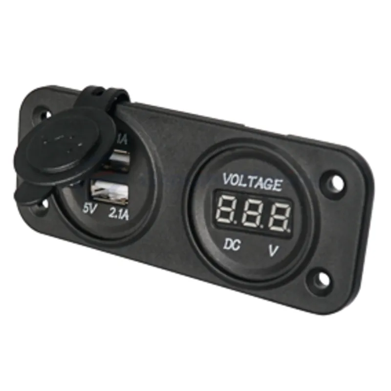 Wasserdichter Dc Steckdose, 2x Usb & 1x Voltmeter (Doppell)