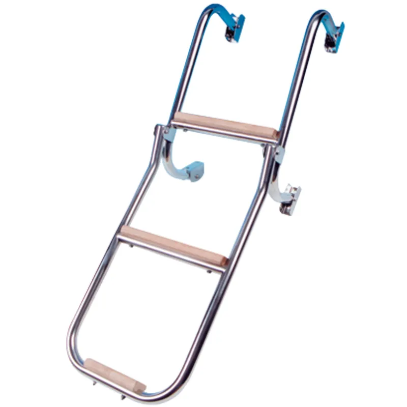 Niro Badeleiter, 3-Stufen (Holz), Abm. Ausgeklappt 270x860mm, Rohr Ø20mm