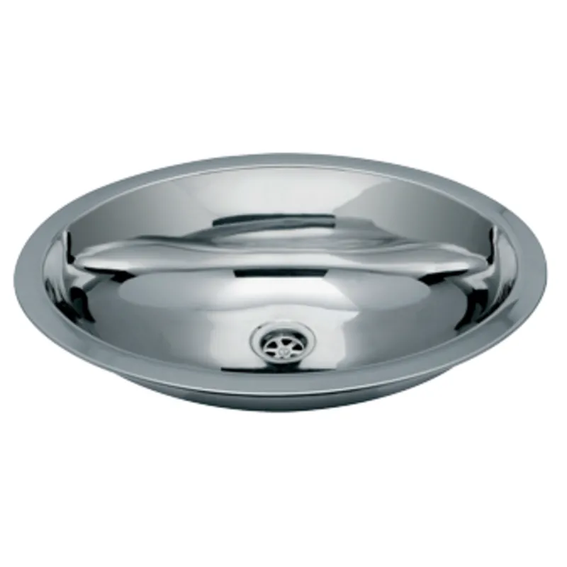 Niro Spülbecken, Oval, Außenmaß 510x390mm, Tiefe 167mm