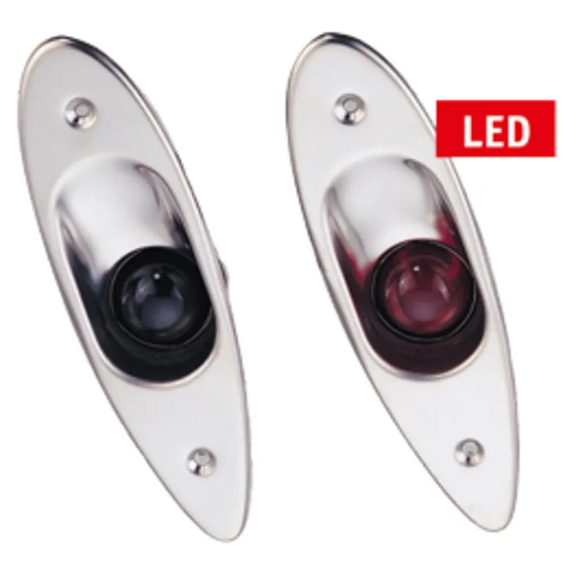 Led Positionlaternen-Satz für Back-/Steuerbord (Einbau) 12v, Niro Gehäuse, Rote/Grüne Linse