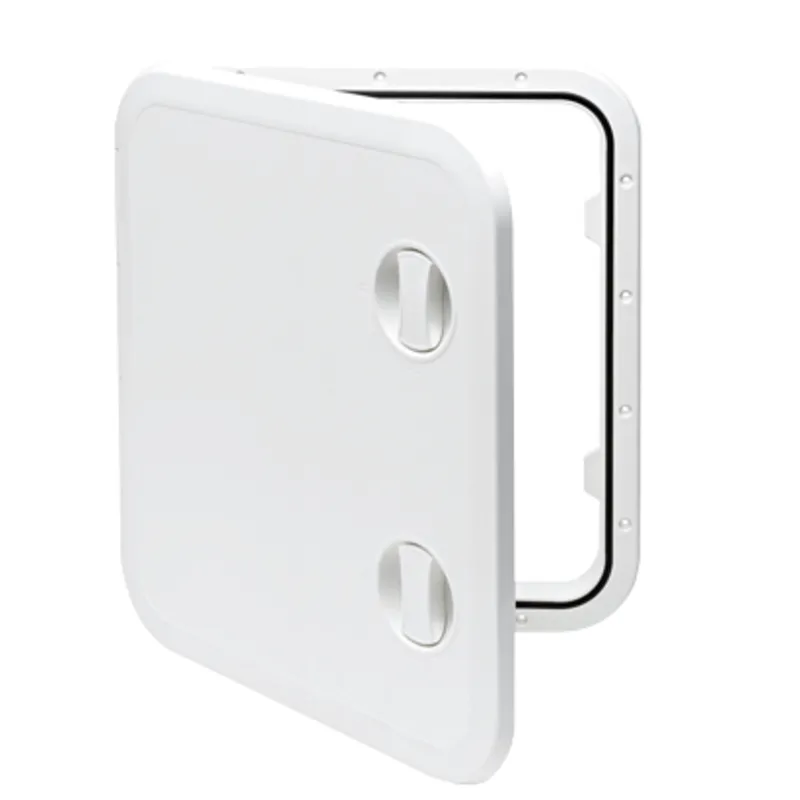 Kunststoff Luke, 513x458mm, 2x Verschluß, 180°, Weiß