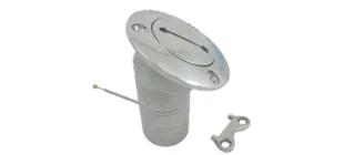 Niro Deckeinfullstutzen mit Symbolen und Beschriftung, 30°