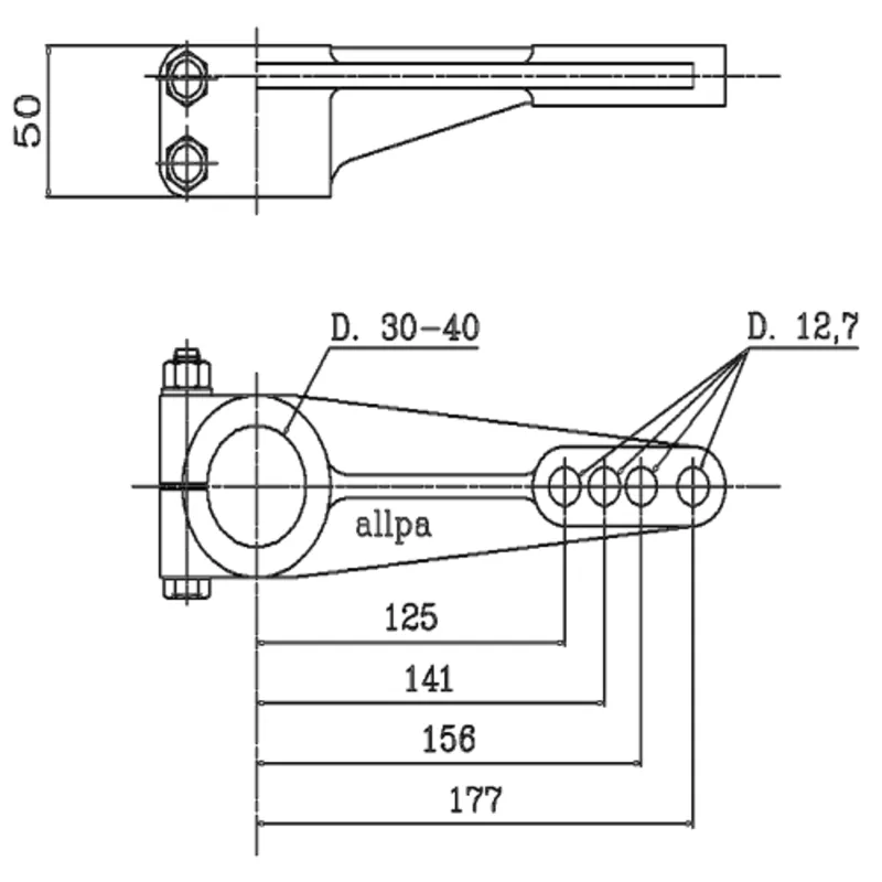 Aluminium Ruderarm für Ruderwelle, Ø30mm