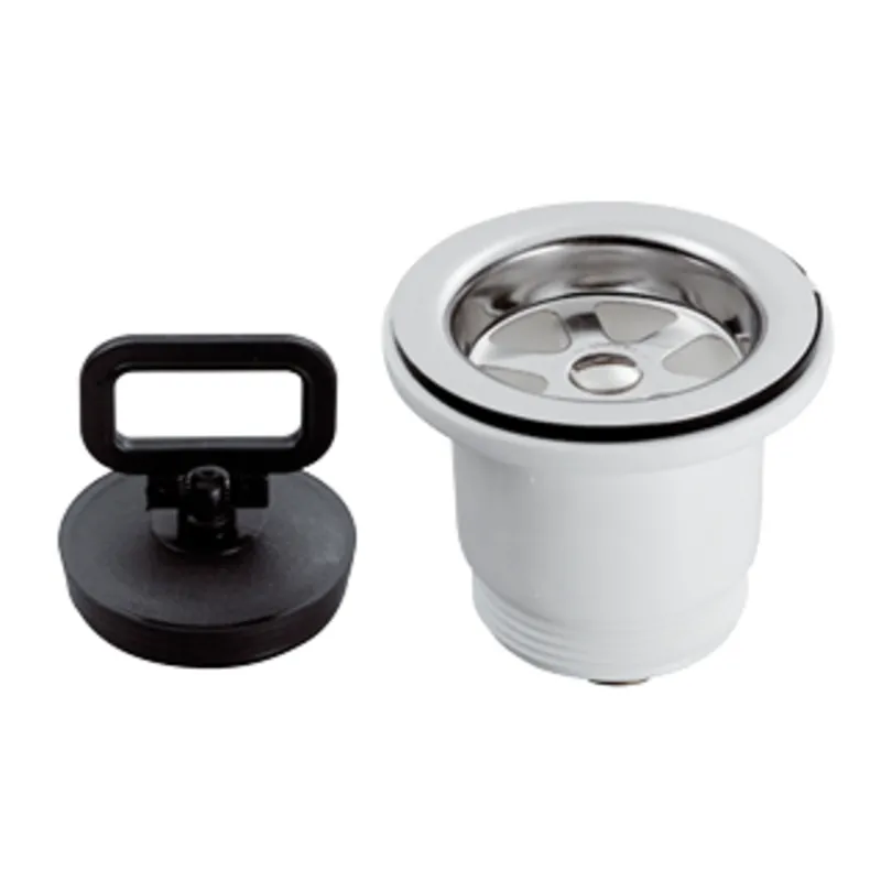 Kunststoff Gerader Abfluß, 1-1/2", mit Niro Sieb & Gummi Stopfen