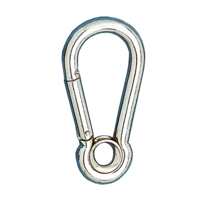 Niro Karabinerhaken mit Öse, Ø5mm, H=50mm (Bruchlast 280kg)