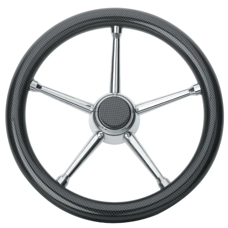 5-Speichen Steuerrad 'Modell 18' Niro mit Carbonlook-Griff, Ø350mm, Tiefe 60mm