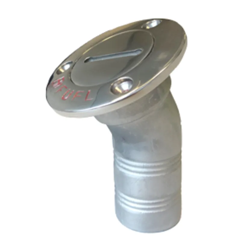 Niro Deckeinfüllstütze 'Fuel', Schlauchanschluss Ø38mm, Flansch Ø76mm, 30° Modell