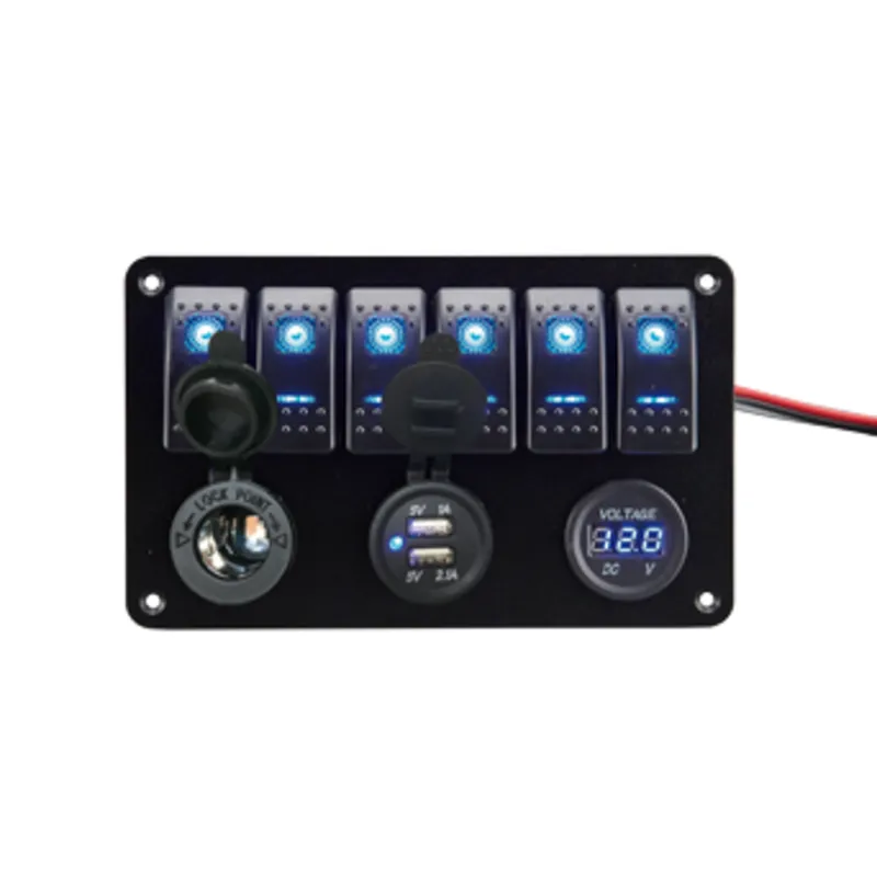 Gang Rocker Switch Panel mit Voltmeter + Usb + Powersocket