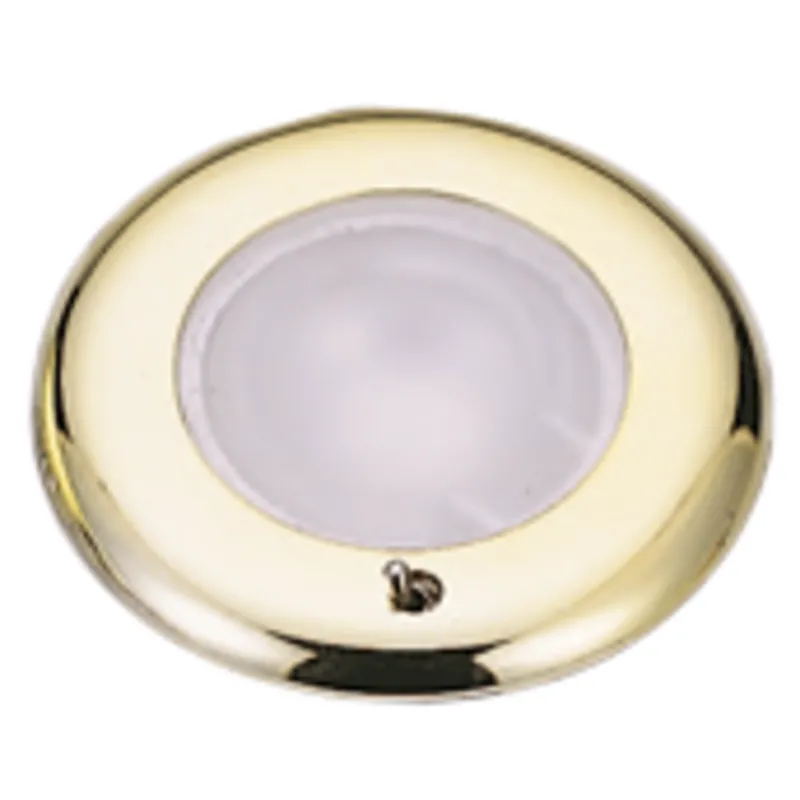 Kunststoff Led-Deckenleuchte mit Messing Ring, Ø77.2mm, Einbau, 12-24v/1,8w, Warm White, mit Schalter