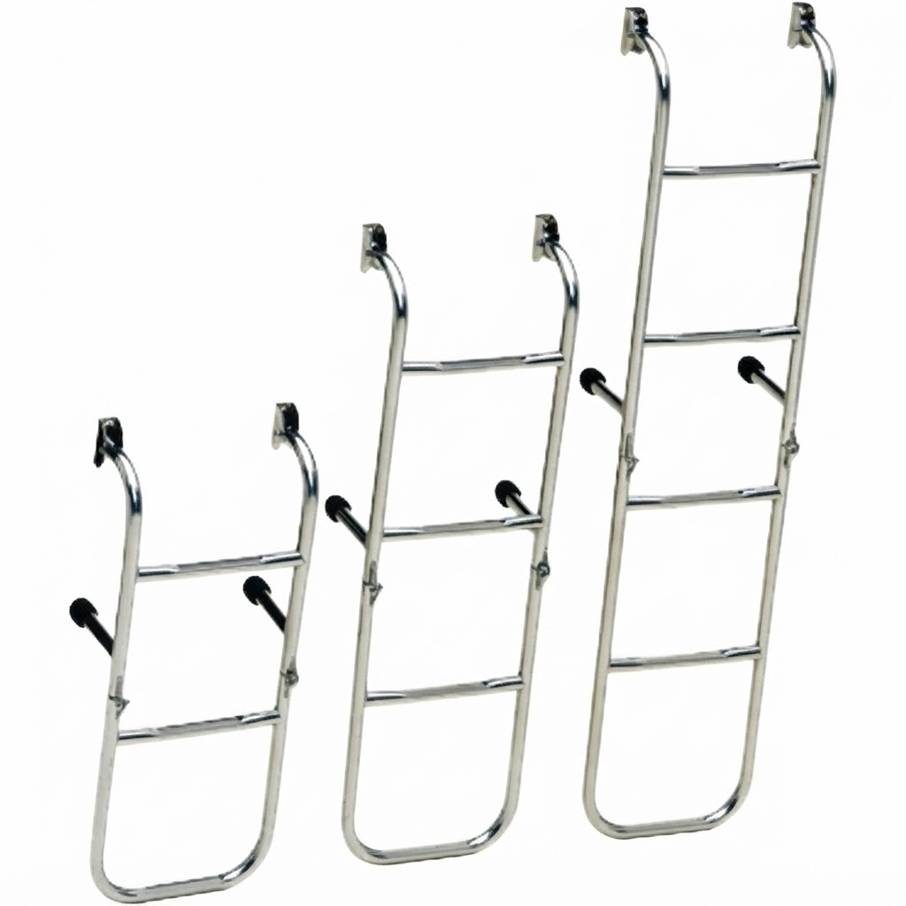 Niro Badeleiter, 5-Stufen, mit Festen Distanzhaltern, Abm. Ausgeklappt 260x1040mm, Rohr Ø20mm
