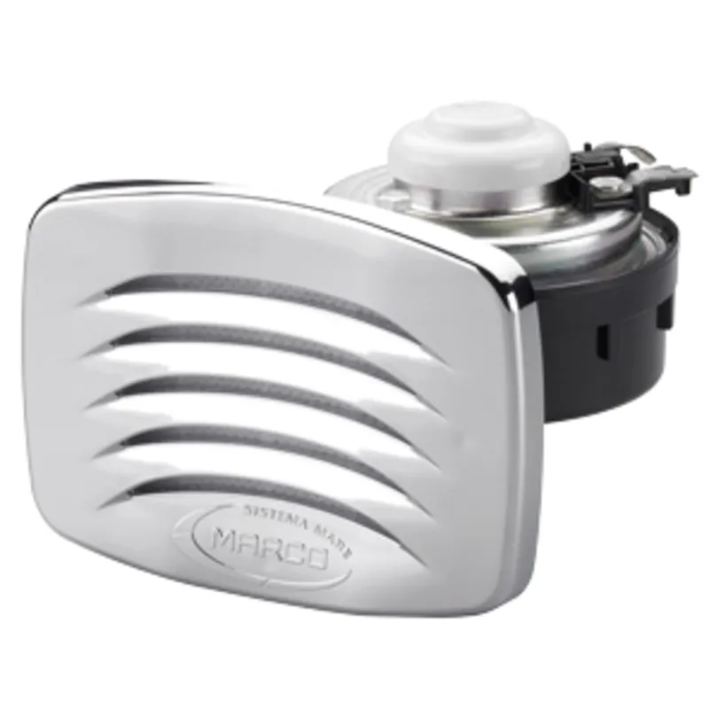 Elektromagnetisches Einbau-Signalhorn mit Weißem Kunststoff-Grill & Niro Montagebügel, Einklang, 12v