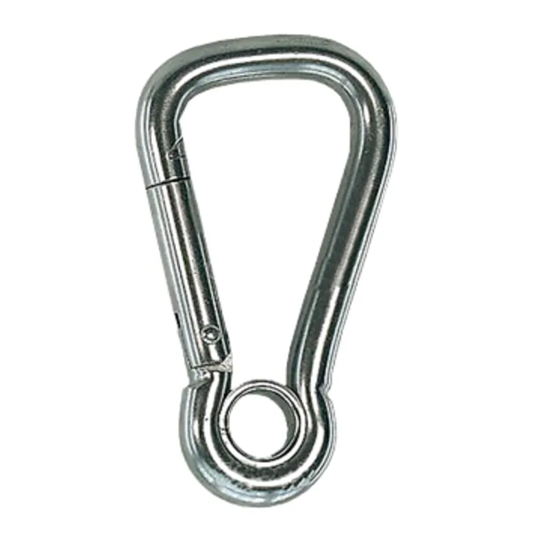 Niro Karabinerhaken mit Öse & Extra Großer Öffnung, Ø10mm, L=100mm