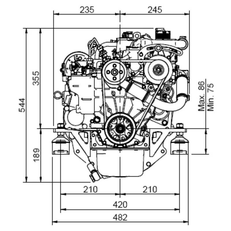 Solé Schiffsdiesel Mini 29 mit Technodrive Wendegetriebe Tmc40l, R=2.00:1