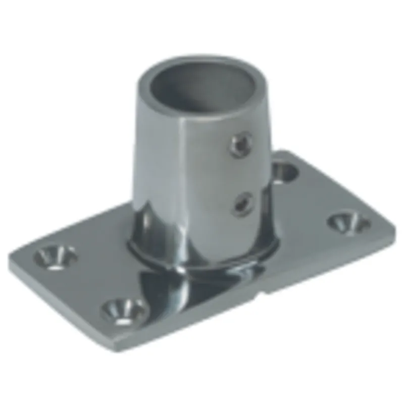 Niro Relingsfuß 90°, Ø25,4mm mit Geraden Ecken 81x48mm