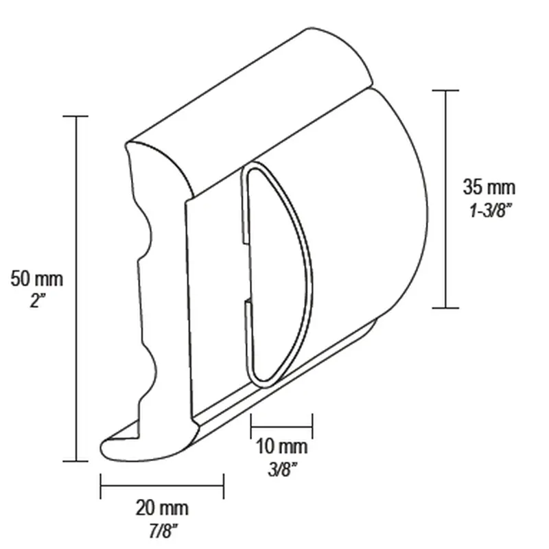 Kunststof basisprofiel hoog voor 'Sphaera 35', minimale order 12m, zwart