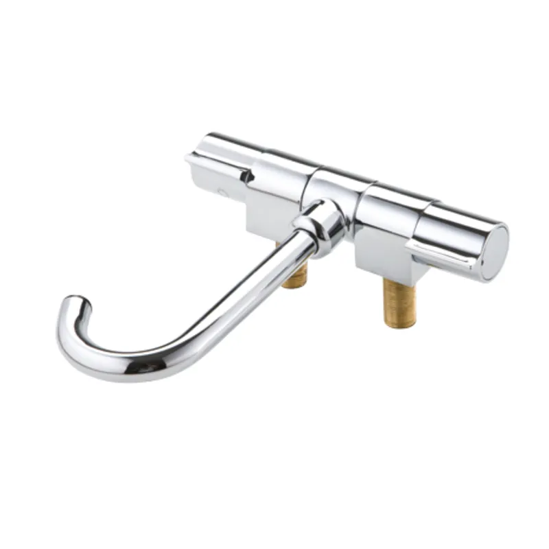 Verchromter 2-Knöpfe-Mischhahn, Drehbar, Auslauf Ø14mm, Anschluss 3/8", A=60mm, B=140mm, C=180mm, D=155mm, E=60mm