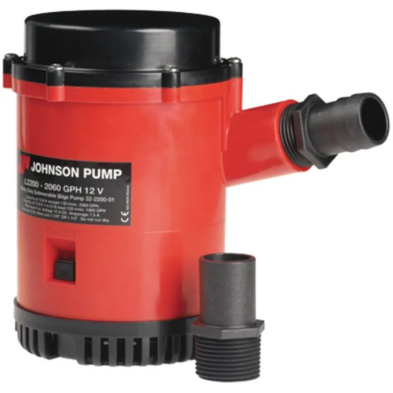 Johnson Pump L-Serie Bilgepumpe L2200, 12v/7,5a, 130l/Min, Schlauchanschluss 1-1/8" & 1-1/4"