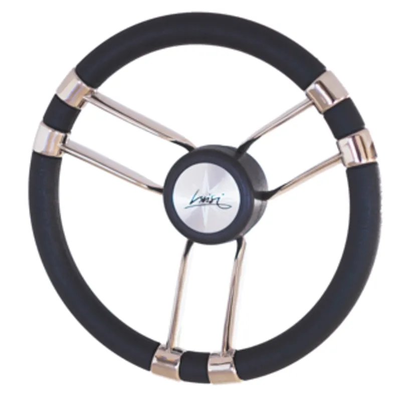 Lenkrad Nesea ("Nautic") Ø350mm Edelstahl Speichen, Alu-Nabe