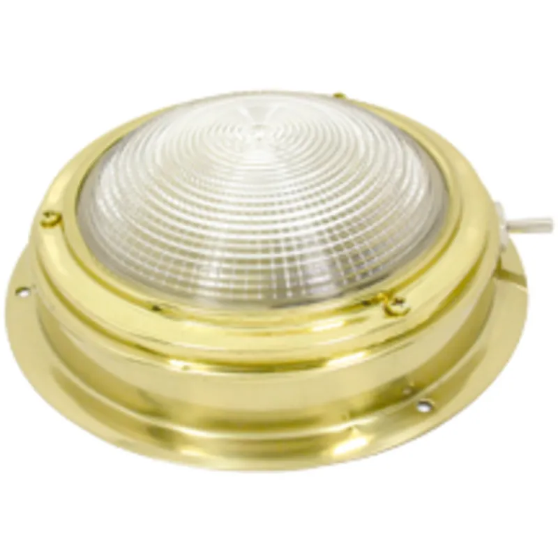 Messing Kajütlampe mit Geriffelter Linse, 12v/8w, A=110mm, B=70mm, mit Ventilation & Schalter