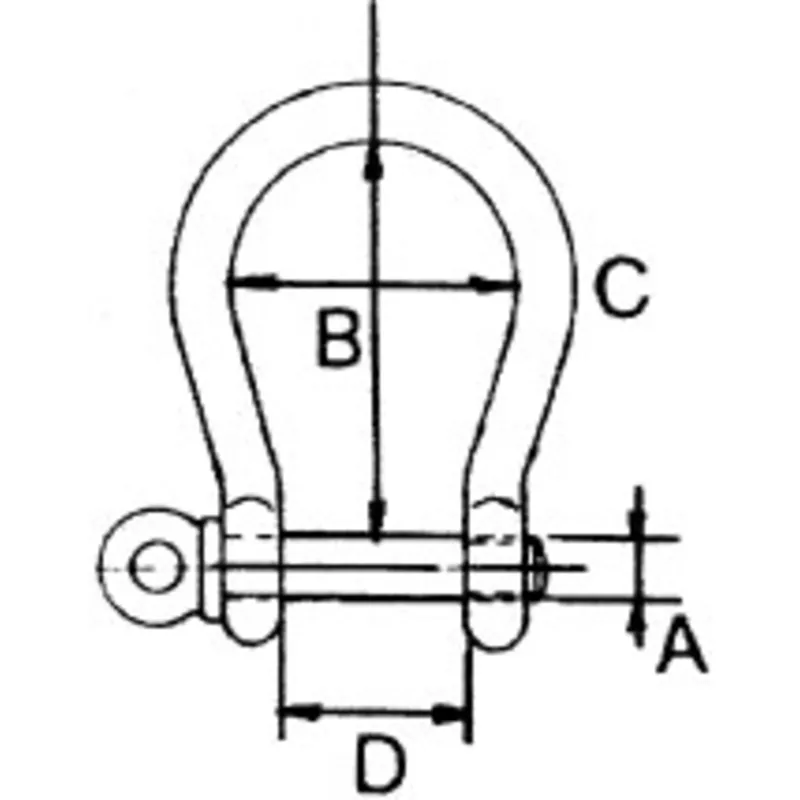 Niro Schäkel, A=Ø5mm, B=20mm, C=17mm, D=10mm (Bruchlast 1200kg)