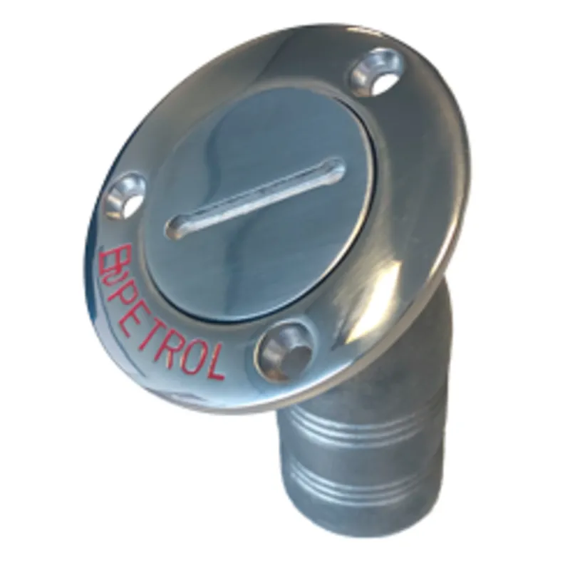 Niro Deckeinfüllstütze 'Petrol', Schlauchanschluss Ø38mm, Flansch Ø76mm, 30° Modell