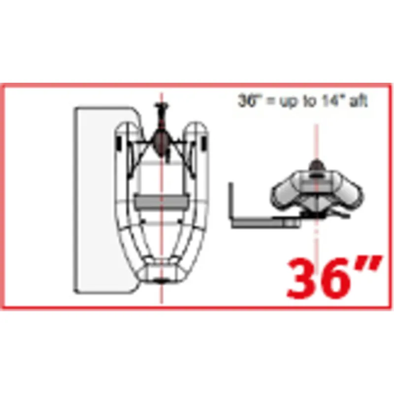 Hurley H2o Davit System 36" Black Mount Soft Bottom mit Fußplatte für Die Montage auf Der Badeplattform