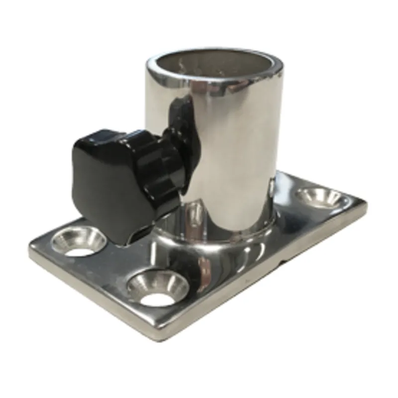 Niro Flaggenstockhalter, Gerades Modell 90°, 81x42x45mm; für 25mm Flaggenstock