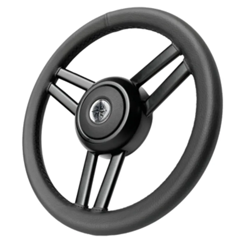3-Doppelspeichen-Edelstahl-Lenkrad Typ "Ghost", Schwarz, Ø=350mm