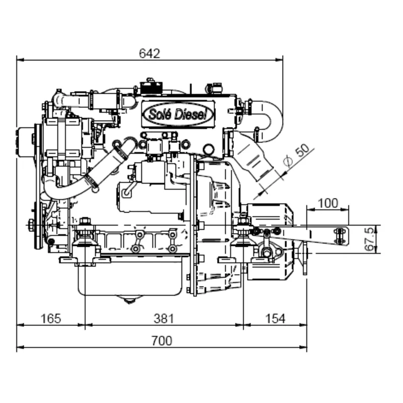 Solé Schiffsdiesel Mini 29 mit Technodrive Wendegetriebe Tmc40l, R=2.00:1