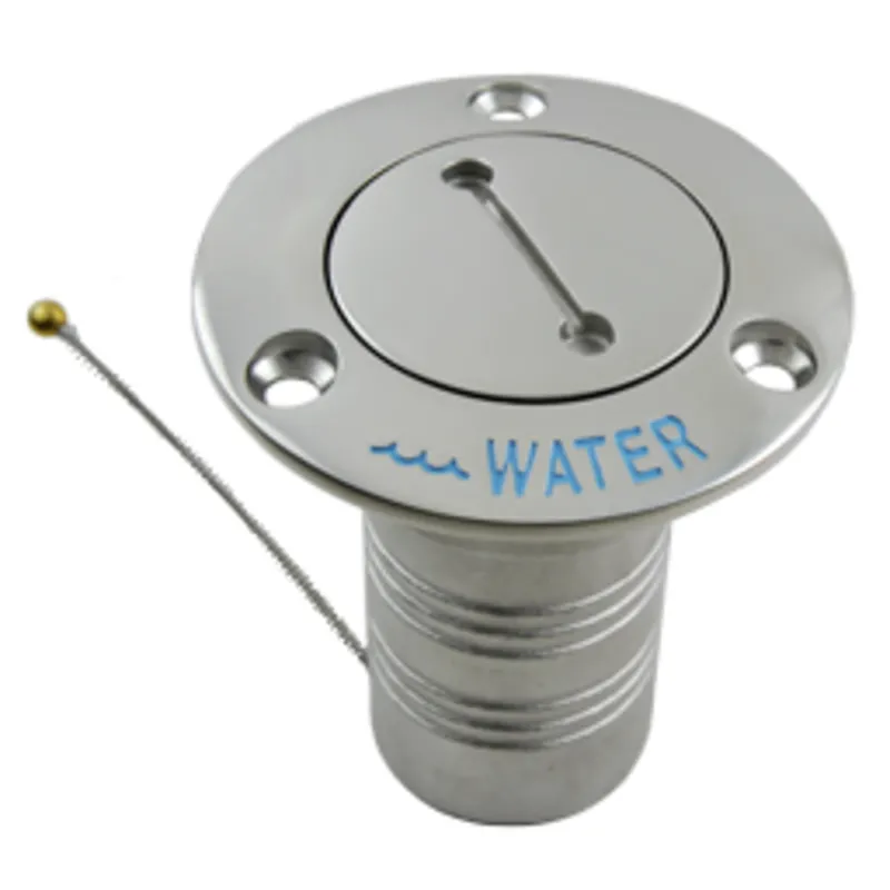 Niro Deckeinfüllstütze 'Water', Schlauchanschluss Ø38mm, Flansch Ø76mm, 0° Modell