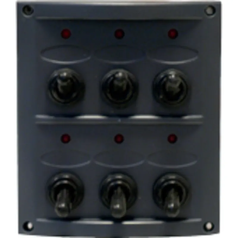 Kunststoff Schalttafel, 12v, 6-Schalter, 15a Sicherungen, Inkl. Labelsatz, Schwarz