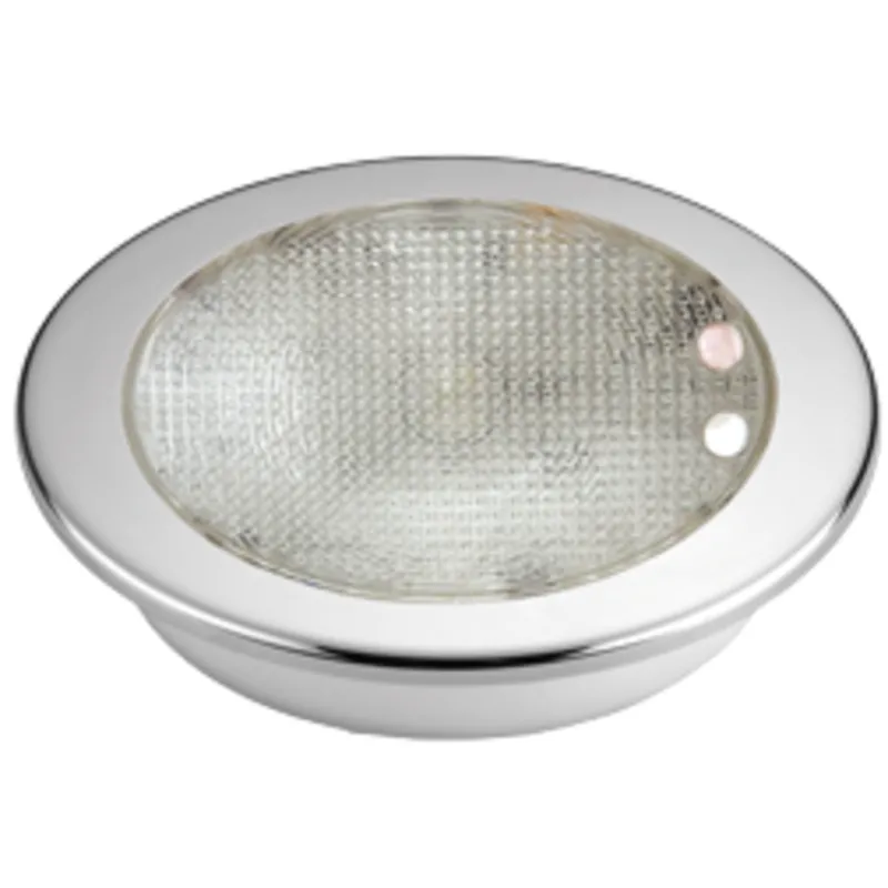 2-Farbe Led-Deckenleuchte mit Niro Ring, Ø155mm, Einbau, 8-30v, Led 1x 3w + 10x Top Red, Warm White, Ip67