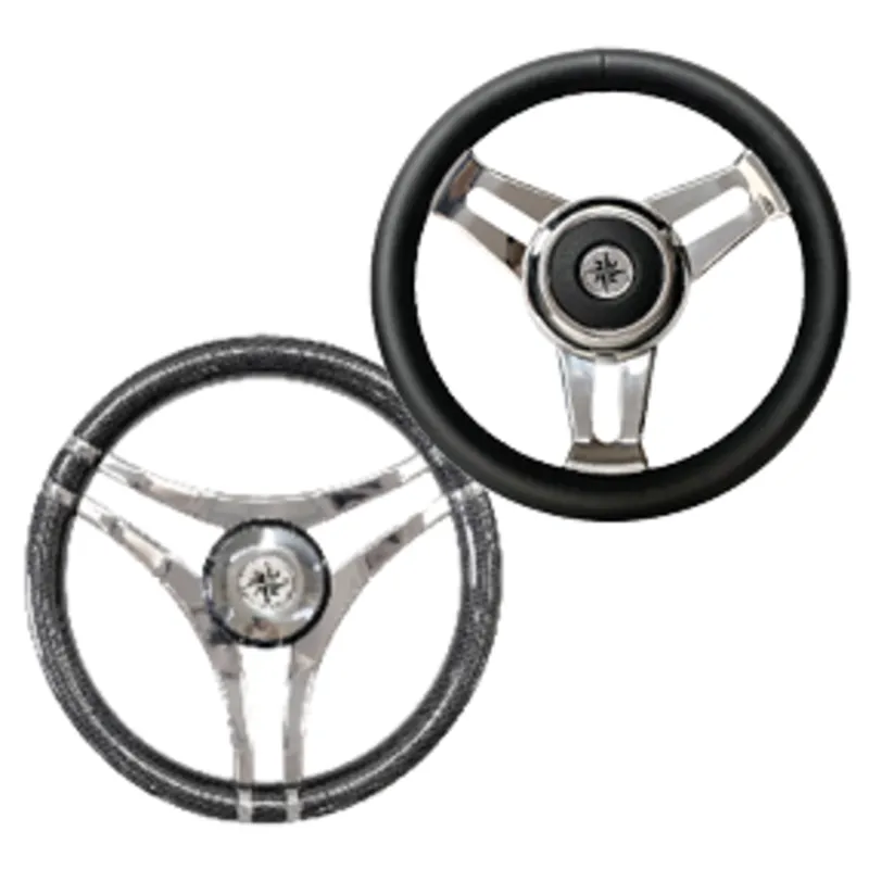 3-Doppelspeichen-Edelstahl-Lenkrad Modell 29 Schwarz, Ø=350mm