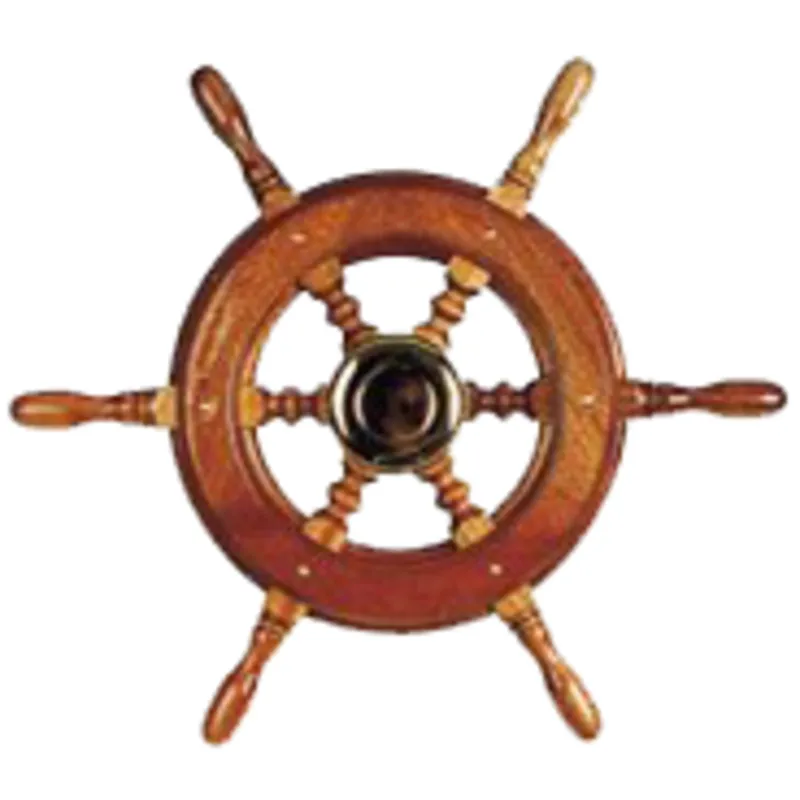 6-Speichen Steuerrad 'Typ 2' Klassiches Mahagoni Steuerrad mit Adapter für Zwei Konusse, Ø490mm