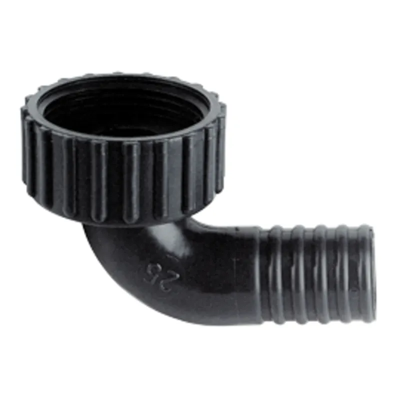 Kunststoff Rechtwinkliger Anschluss, 1-1/4", mit Rechteckigem Schlauchanschluß Ø25mm