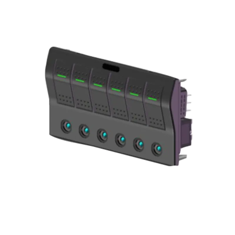 Abs Schalttafel, 12v, 6-Schalter & Led-Indikator, Glassicherung, Abm. 182.5x100mm, Spritzwasserdicht, 3x5a, 2x10a, 1x15a Sicherungen