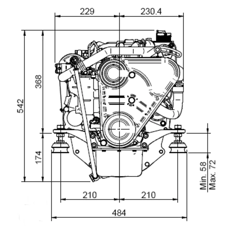 Solé Schiffsdiesel Mini 17/Sd mit Technodrive Seaprop Saildrive, R=2.15:1