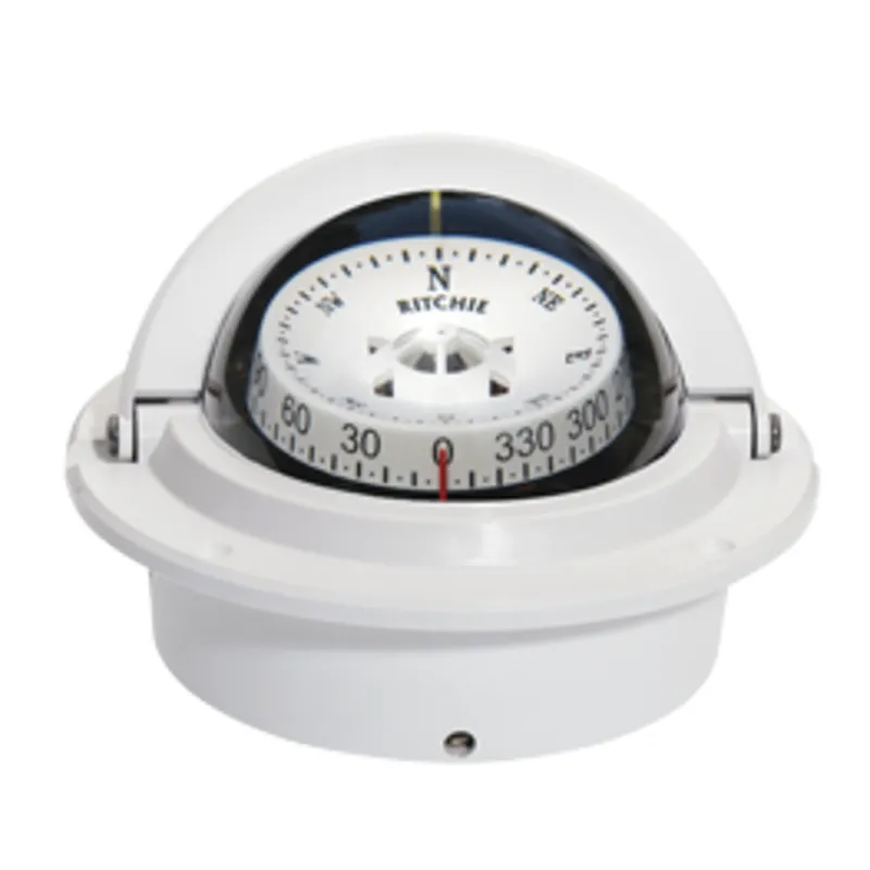Ritchie Kompass Modell 'Voyager F-83w', 12v, Einbaukompass, Rose Ø76,2mm/5°, Weiß