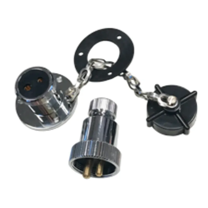 Messing-Verchromter Wasserdichter Stecker, 3a, 2-Anschlüsse, Komplett mit Kunststoff Deckel