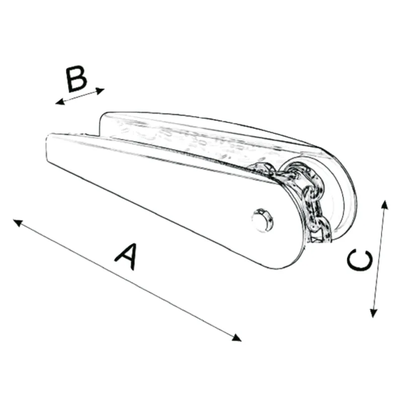 Niro Ankerbugrolle, A=150mm, B=50mm, C=65mm (Festes Modell, Bis 7,5kg)