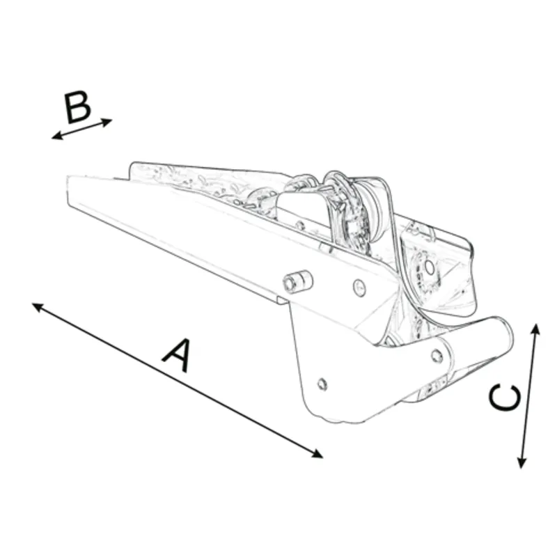 Niro Ankerbugrolle, A=400mm, B=80mm, C=80mm (Kippbar, Bis 15kg)