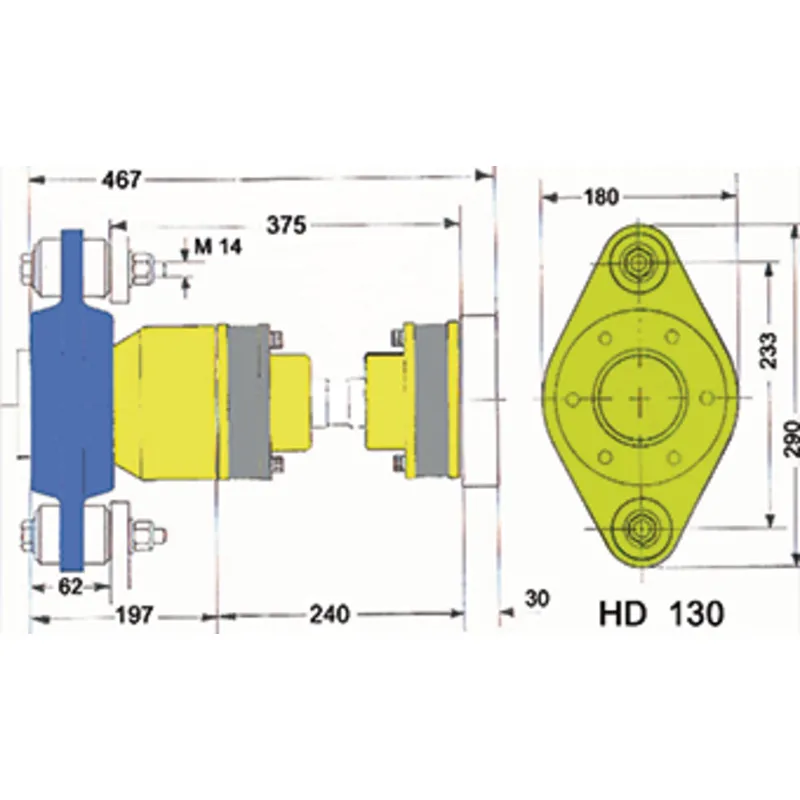 Hydradrive Typ Hd-130 Homokinetisches Antriebsystem, Satz, mit Staudrucklager, Homokinetische Welle und Adapterflansch
