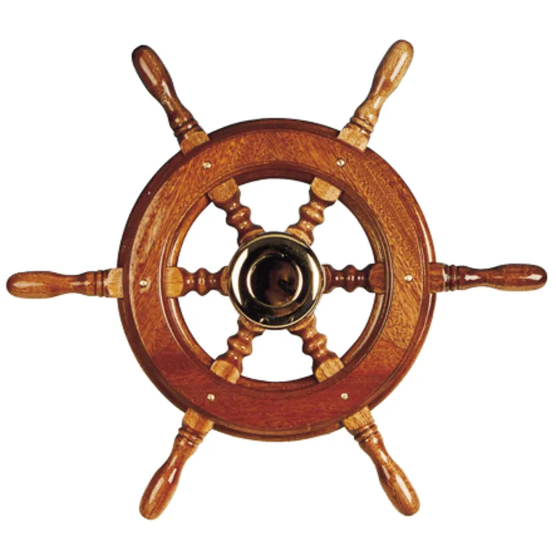 6-Speichen Steuerrad 'Typ 2' Klassiches Mahagoni Steuerrad mit Adapter für Zwei Konusse, Ø650mm