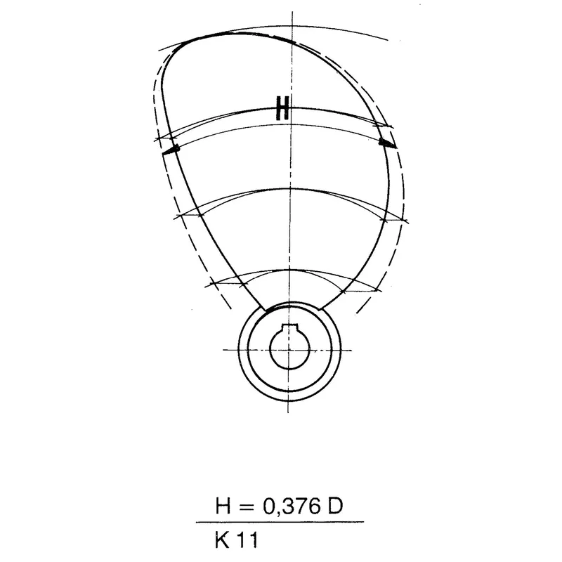 Radice 2-Blatt Bronzener Schiffspropeller Typ K11, 12"X8", Wellenbohrung Ø25mm, Conus 1:10, Rechts