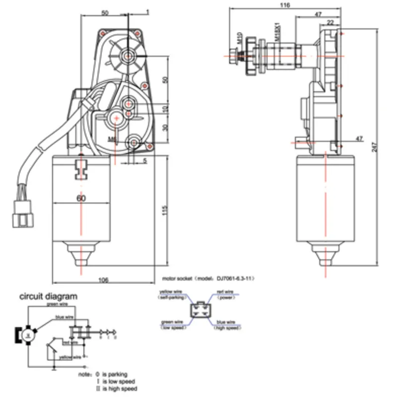 Scheibenwischermotor (Zd2330c) Modell 'Echo' - 24v/30w