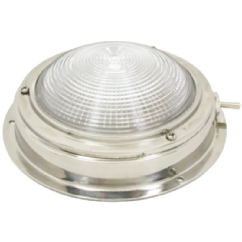 Messing Kajütlampe mit Geriffelter Linse, 12v/8w, A=110mm, B=70mm, mit Ventilation & Schalter