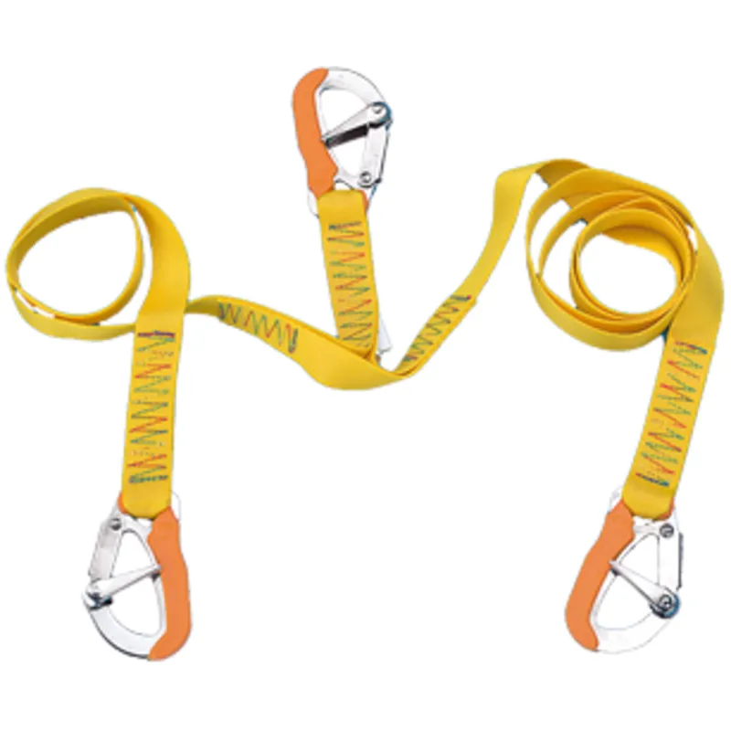 Sicherheitsleine Modell 'Hercules 2' mit 3 Niro Karabinerhaken, L=2000mm + 1000mm, Gelb