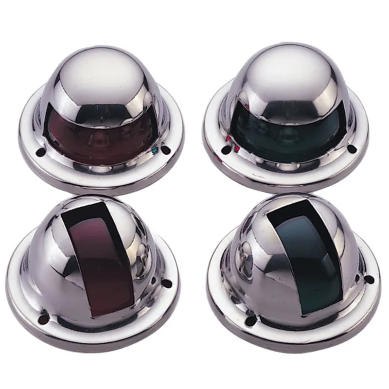 Positionlaternen-Satz für Back-/Steuerbord (Deckmontage), 12v/3w, Niro Gehäuse, Rote/Grüne Linse